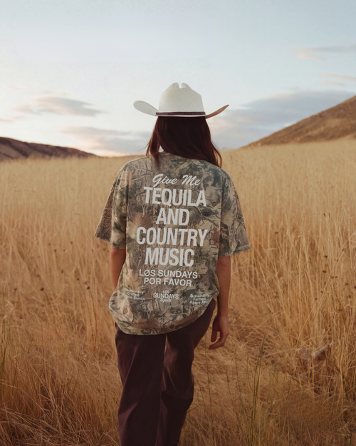 The Tequila & Country Music Tee - Camo/White